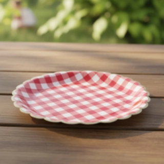 Ternede Picnic Paptallerkener Rød/Hvid