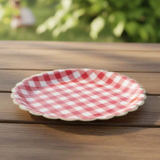 Ternede Picnic Paptallerkener Rød/Hvid