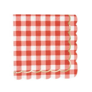 Stribede Picnic Servietter Rød/Hvid