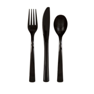 Plastik Bestik Sort