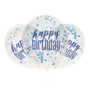 Happy Birthday Konfettiballoner Blå