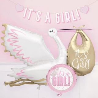 It's A Girl Stork Mega Folieballon