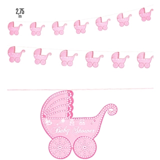Babyshower Barnevogn Guirlande Lyserød