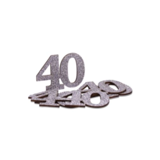 40 Års Bordkonfetti Sølv