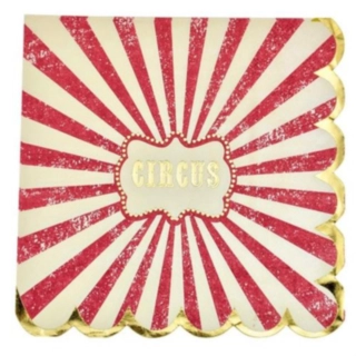 Cirkus Vintage Servietter Elfenben/Rød/Guld
