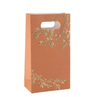 Bladmønster Gavepose Terracotta/Guld