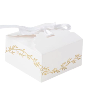 Gaveæske Hvid/Guld Med Satinbånd