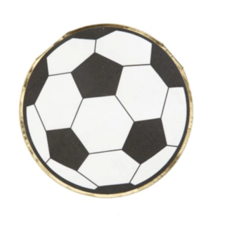 Fodbold Servietter Sort/Hvid Guldkant