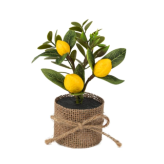 Citron Blomsterdekoration I Jutepotte