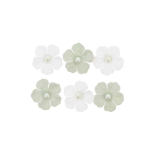 Papirblomster Med Perle Hvid/Salviegrøn