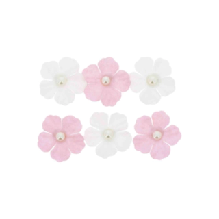 Papirblomster Med Perle Lyserød/Hvid