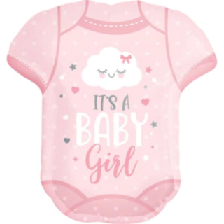 It’s a Baby Girl Folieballon Babybody Lyserød