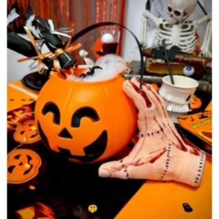 Halloween Græskar Slikspand Med Lys Og Lyd