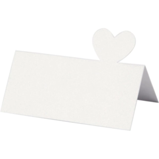 Hjerte Bordkort Hvid 8 x 8,5 cm 20-pak A