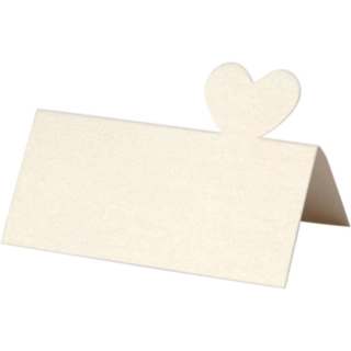 Hjerte Bordkort Hvid 8 x 8,5 cm 20-pak B