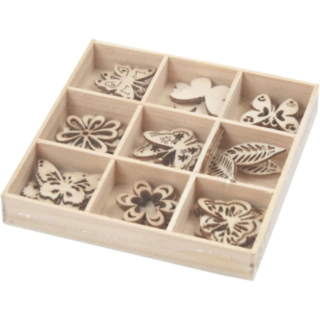 Sommerfugl Dekorationsfigurer Træ Beige