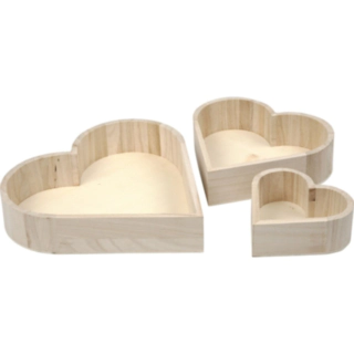 Hjerte Skåle Træ Beige