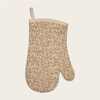 Blomstret Grillhandske Beige