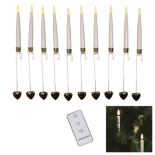 LED Stearinlys Med Lyseholder Hvid