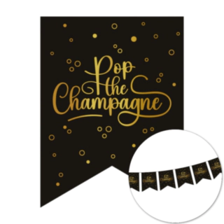 Pop the Champagne Vimpelguirlande Sort/Guld