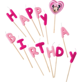 Minnie Mouse® Happy Birthday Kagelys Lyserød