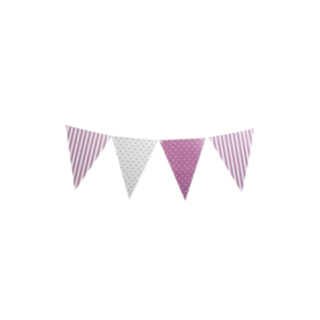 Lilla/Hvid Flagguirlande