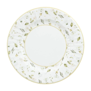 Blomster Paptallerkener Hvid/Guld