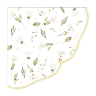 Blomster Servietter Hvid/Guld