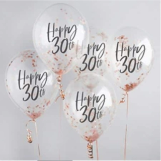 Happy 30th Konfettiballoner Rosaguld