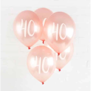 40 Års Latexballoner Rosaguld