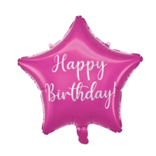 Happy Birthday Stjerne Folieballon Pink