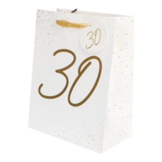 30 Års Gavepose Hvid/Guld