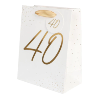 40 Års Gavepose Hvid/Guld