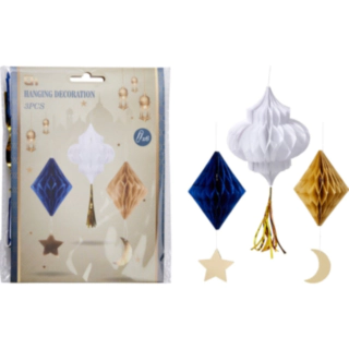 Eid Honeycomb Ornamenter Blå/Guld