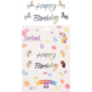 Happy Birthday Enhjørning Guirlande Sølv