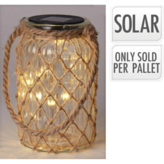 Solarlampe I Glas Med Jute