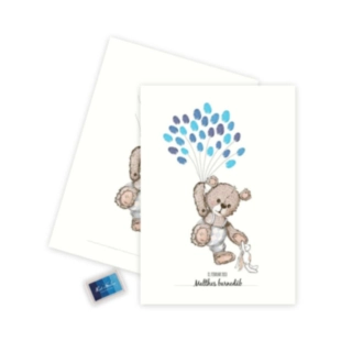 Fingeraftryk Plakat Bamse Blå A3