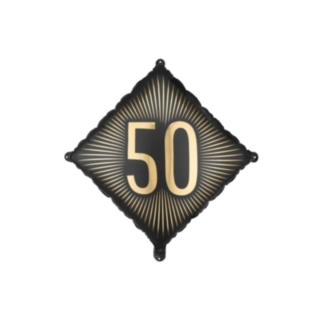 50 Års Kvadrat Folieballon Sort/Guld