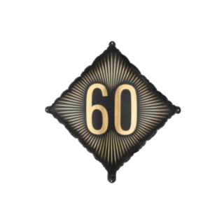 60 Års Kvadrat Folieballon Sort/Guld