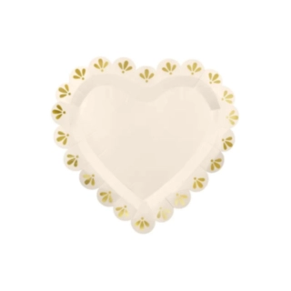 Hjerteformede Paptallerkener Creme/Guld