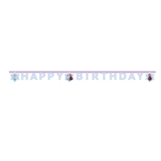 Frozen® Happy Birthday Papirbanner Lyserød