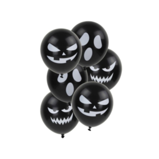 Halloween Balloner Med Ansigter Sort