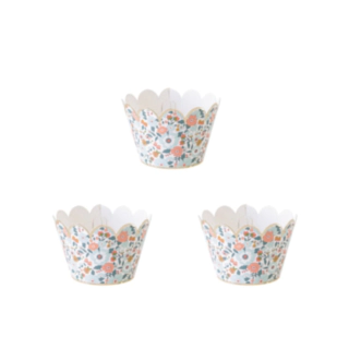 Blomster Cupcake Wrappers Hvid/Guld