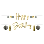 Golden Dawn Happy Birthday Honeycomb Guirlande