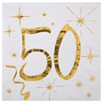 50 Års Servietter Guld