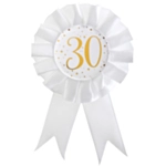 30 Års Rosette Hvid/Guld