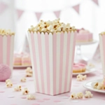 Stribet Popcornbægre Hvid/Lyserød