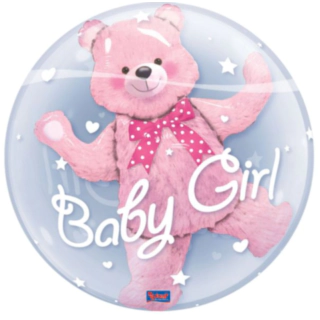 Dobbelt Bubble Ballon Baby Girl Bamse