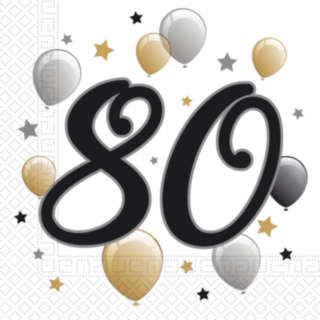80 Års Balloner Servietter