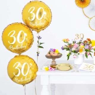 Rund 30th Birthday Folieballon Guld